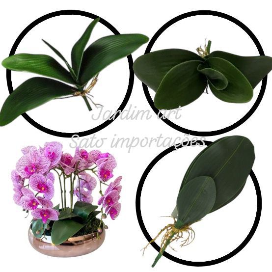 4 Folhagens Artificial de Orquídea Catleya - Perfeita para Decorações Sofisticadas