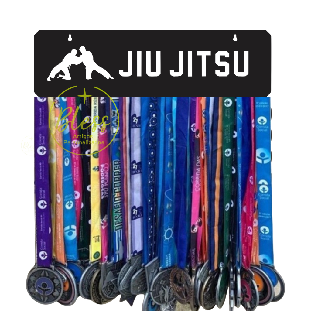 Porta medalha esporte Jiu Jitsu luta  quadro MDF preto