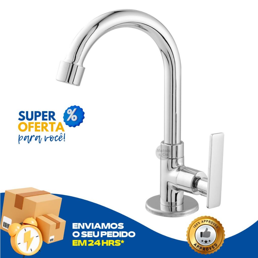 Torneira Banheiro Lavatório Bancada Pia Bica Móvel Cromada 1/4 de Volta em ABS em Oferta na Shopee