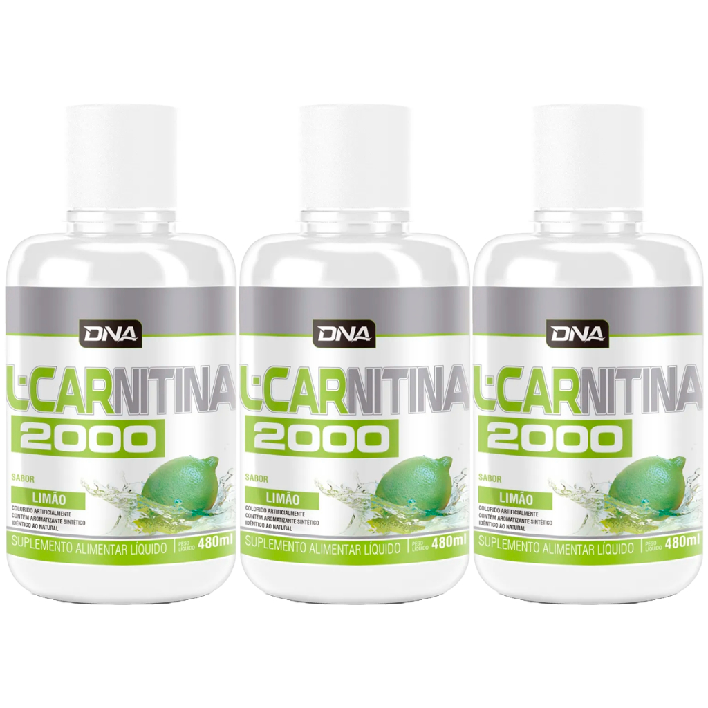 3x L-Carnitina 2000 480ml Sabor Limão - Dna Suplementos