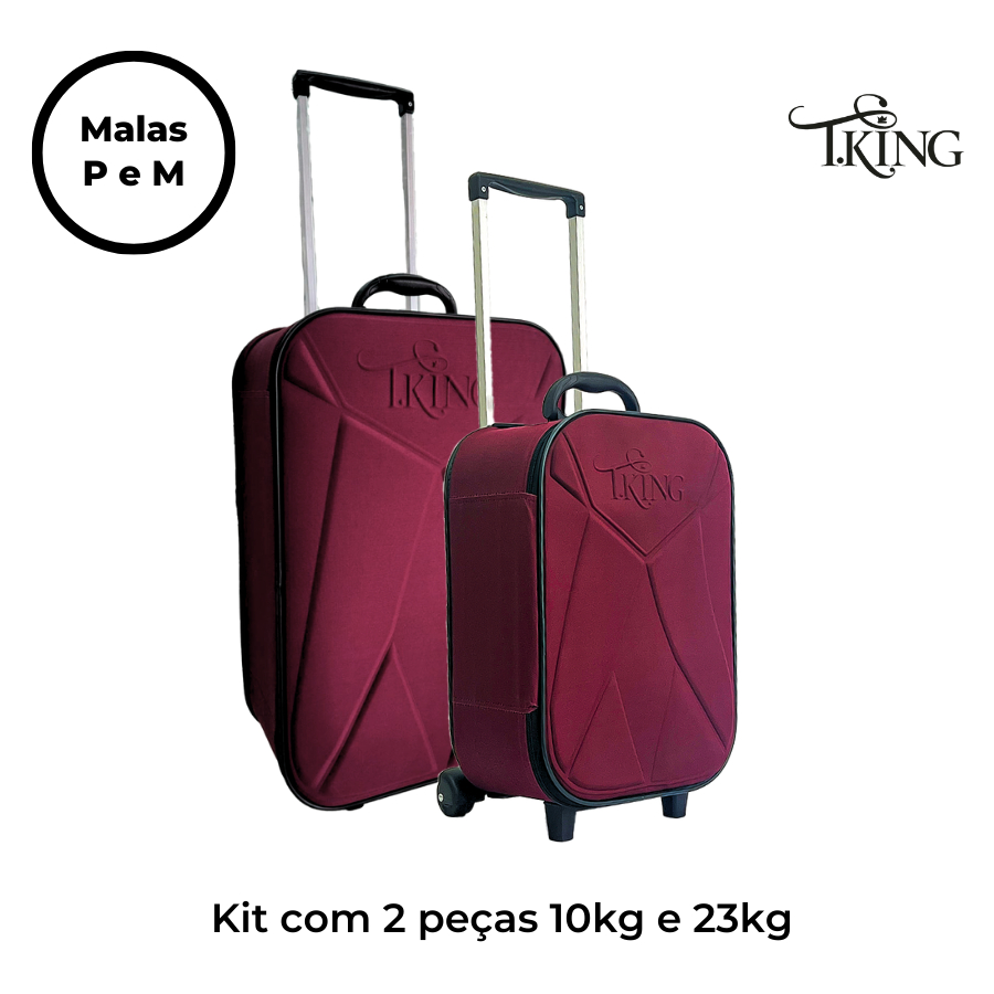 Kit 2 Malas De Viagem 10kg e 23kg Pequena e Média Resistente P e M - T.King