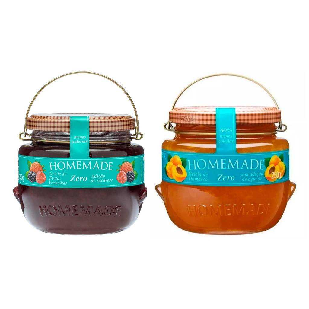 2 Geleias Zero Homemade Damasco e Frutas Vermelhas em Oferta na Shopee