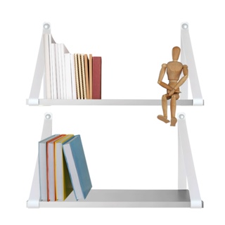 Kit 2 prateleiras branca com alça de couro ecológico branco decorações em Oferta na Shopee