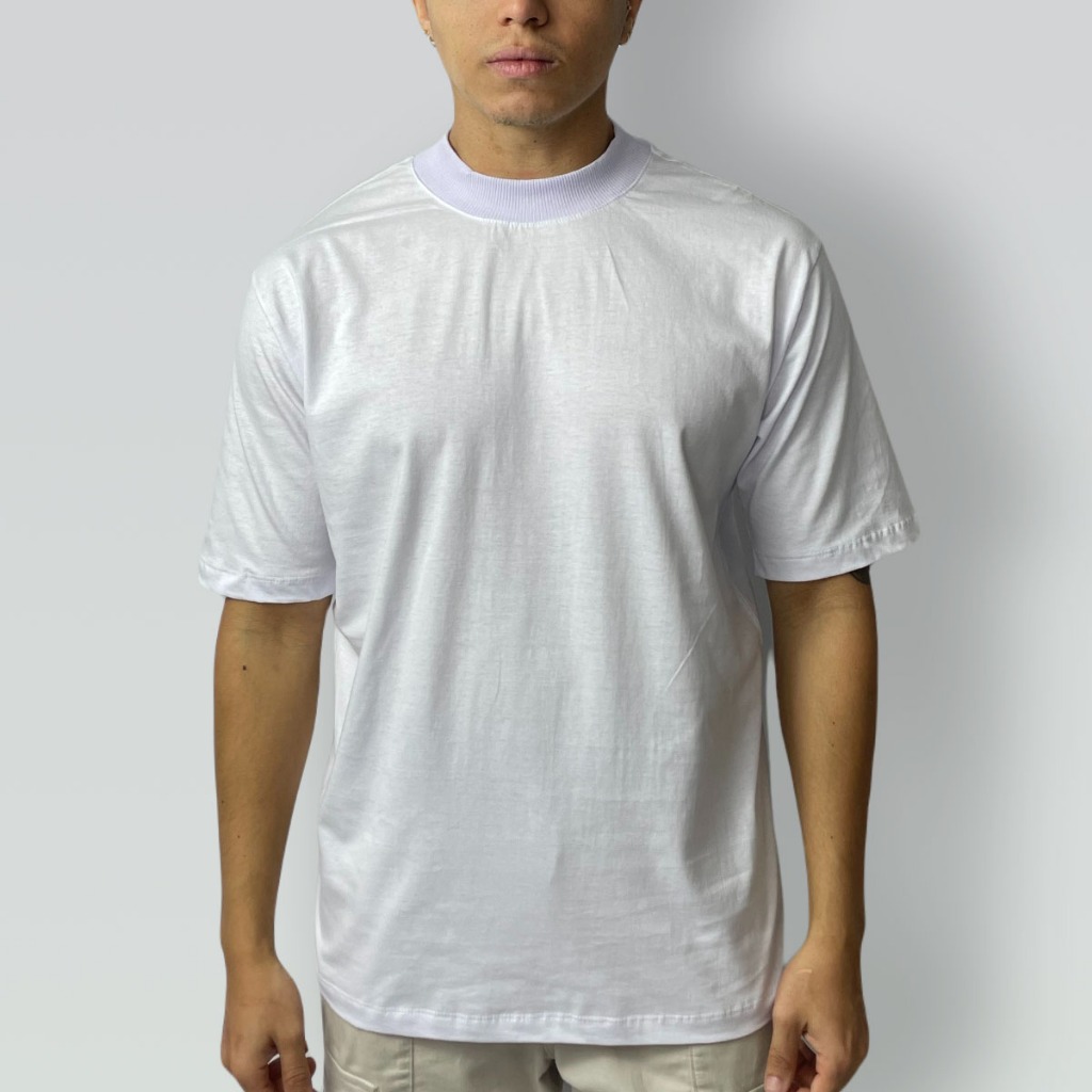 Camisa Oversized Branca Lisa Básica Algodão Premium