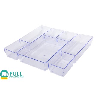 Organizadores Kit 7  Multiuso Modular Gavetas e Mesas Pote Acrilico Cristal e Fume ou 4 P…