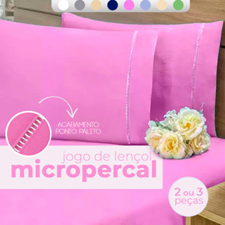 Jogo Lençol Micropercal Antialérgico 400 Fios  Ponto Palito - Berço / Solteiro / Casal/ Queen / King em Oferta na Shopee