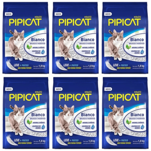 Kit 6 Granulado Sanitário Pipicat Bianco - 1,8kg