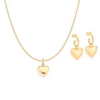 Conjunto Rommanel Colar com Pingente e Brincos de Coração Almofada em Oferta na Shopee