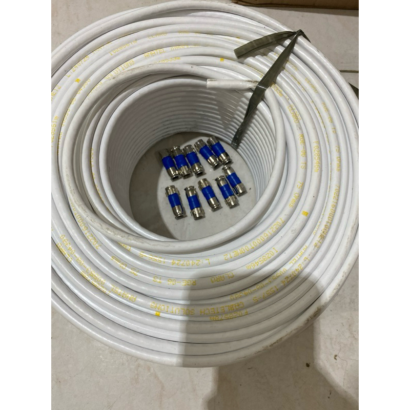 cabo coaxial rg6 com 100 metros + 10 conectore