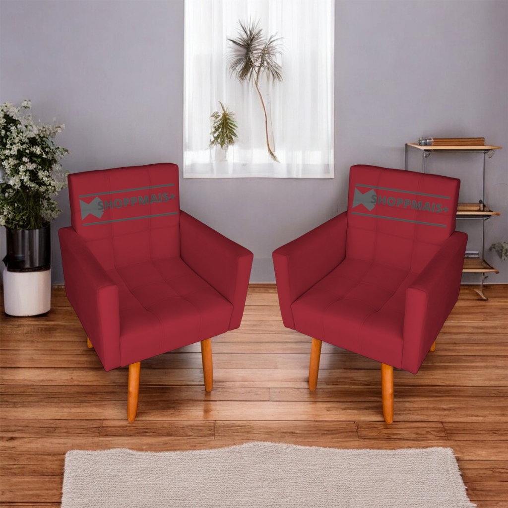 Kit 2 Poltrona Luxo Requinte Decorativa  Para Sala de Estar Recepção Escritório Quarto Clinica