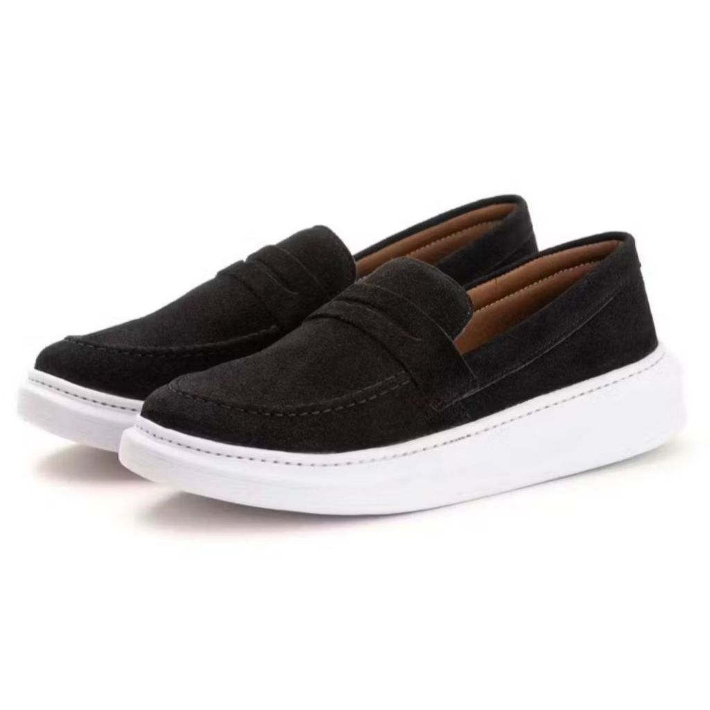Sapato Oxford Mocassim Masculino Loafer Elegante de Camurça Legitimo Com Solado Macio Costurado Sola Alta Leve em Oferta na Shopee