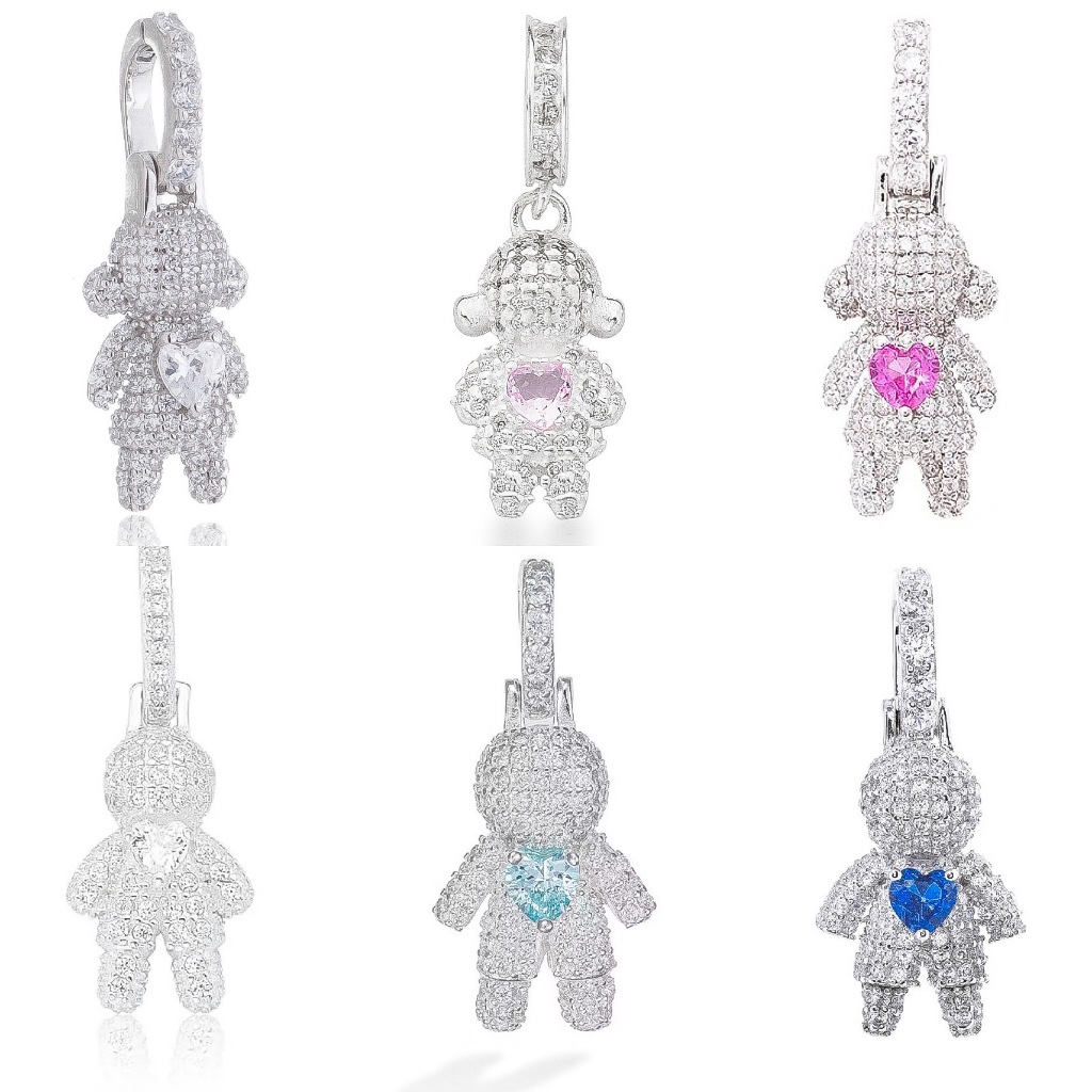 Pingente filhos menino e menina Cravejado Pedra de Zirconia Semi Joia Prata 925