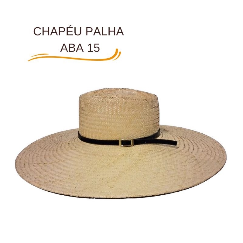 Chapéu de palha dupla com fita de couro country estilo carandá cavalgadas sertanejo ABA 15