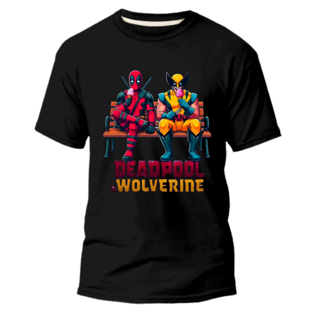 Camiseta Camisa Deadpool E Wolverine Herói Filmes Anime