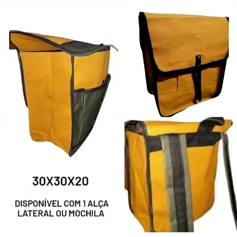 Embornal bornal de lona grande modelo mochila e de alça lateral ferramentas pesca trabalho Reforçado Camping Unissex
