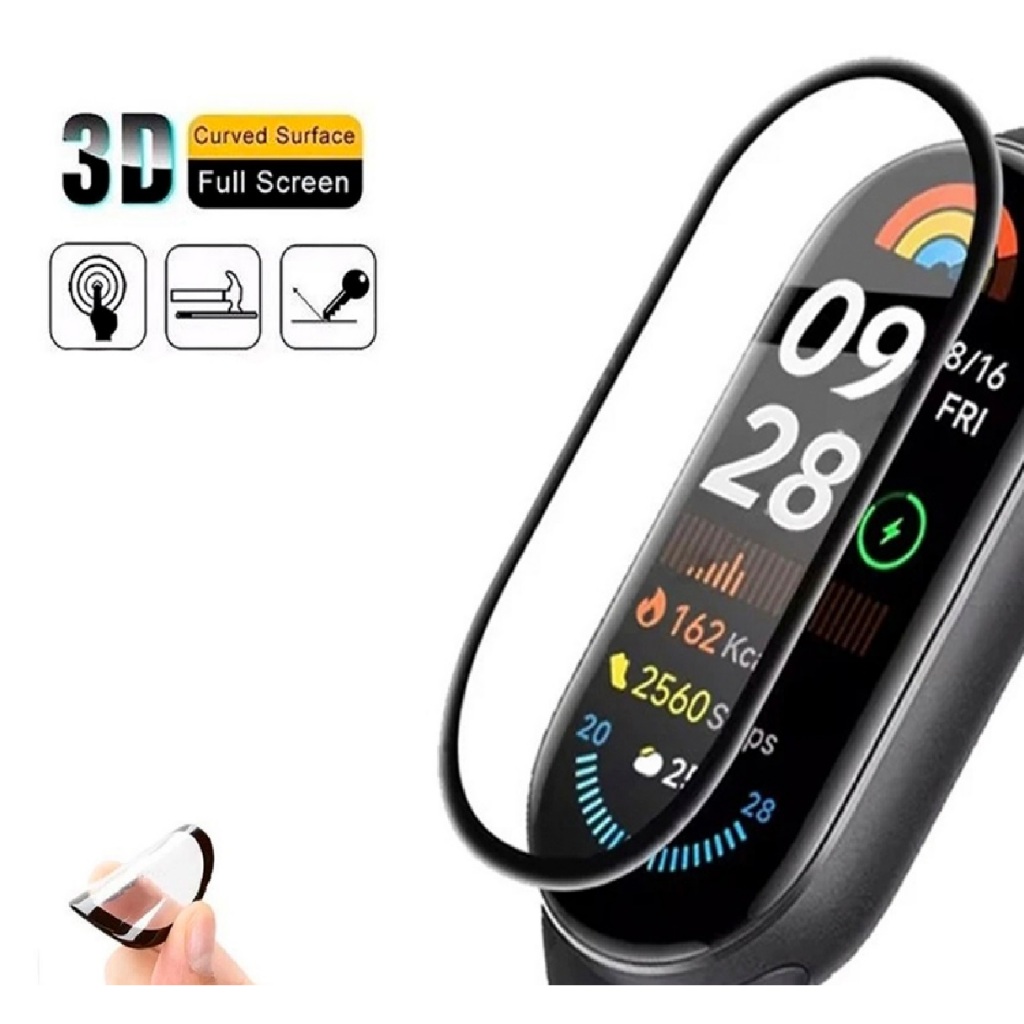 Película De Ceramica Full Antishock 9D Compatível Smartwatch Mi Band 8 / Mi Band 9 - Ambos Tela 1.62