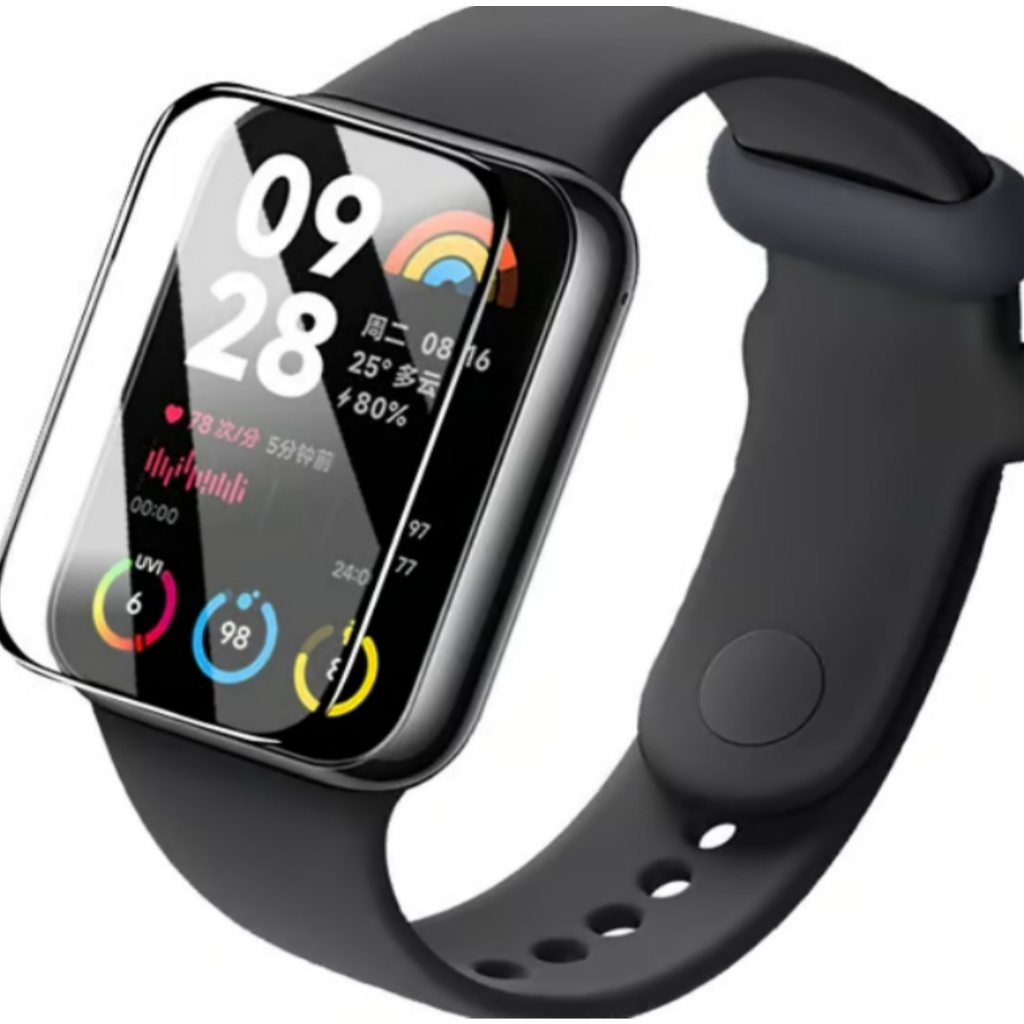 Película De Ceramic Flexível Antishock 9D Compatível Smartwatch Mi Band 9 Pro / Mi Band 8 Pro