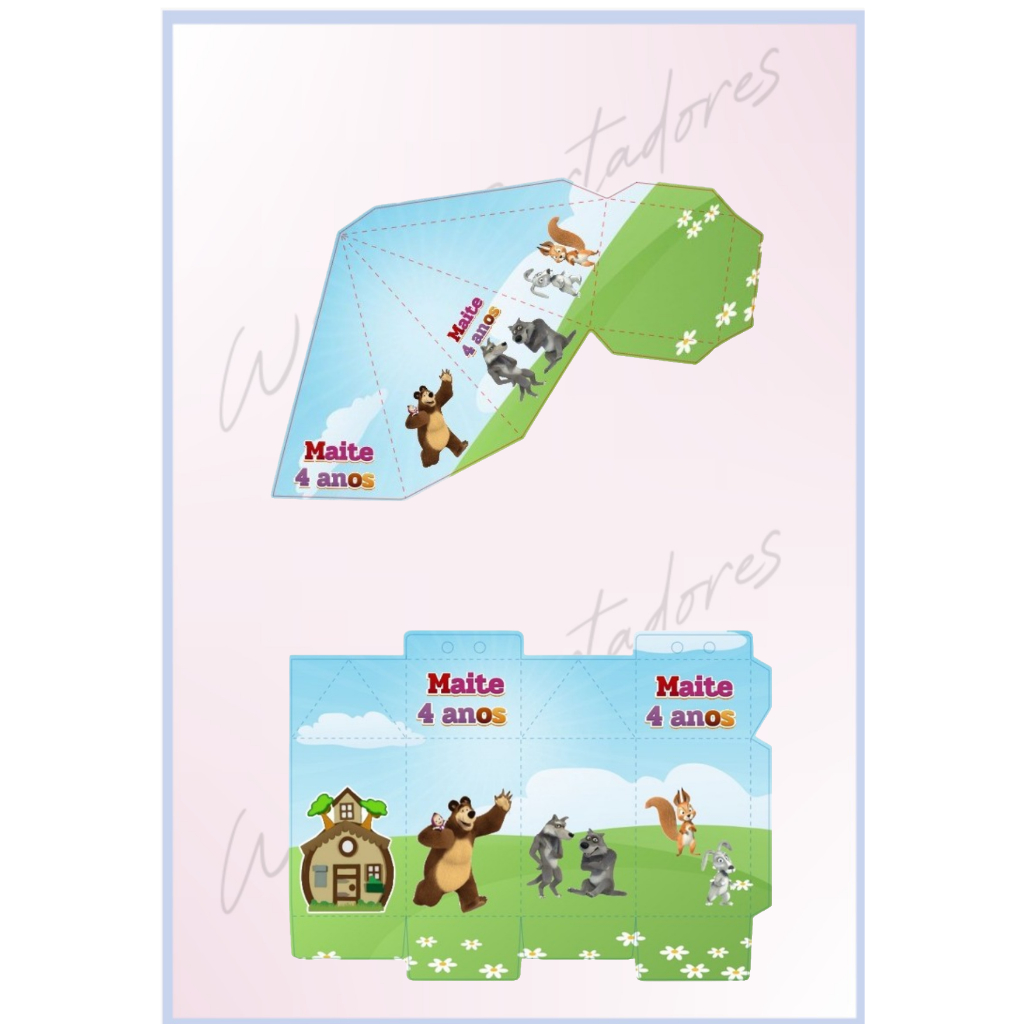15 mini milk urso (masha) + 15 piramides urso (masha)