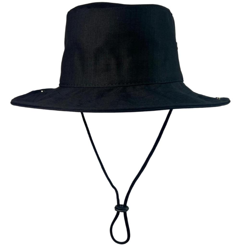 Chapéu Australiano Boonie Hat Militar Camuflado Selva Australia Caça Preto RipStop Safari Caçador