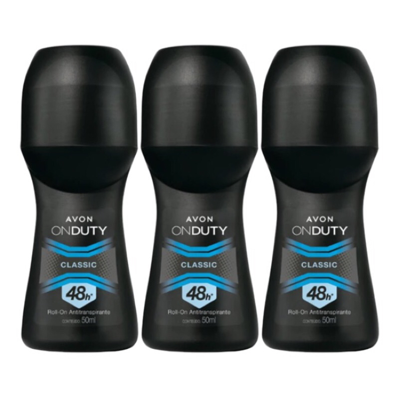 Kit com 3 Desodorante Roll-on On Duty Classic 50ml- Masculino Avon em Oferta na Shopee