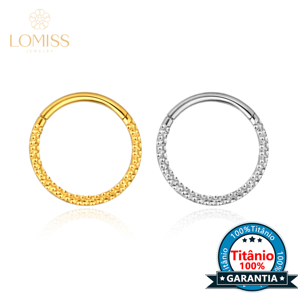 Piercing Conch Daith Septo Rook Nariz Argola Titânio G23 Pvd Detalhe Lateral Lomiss piercing em Oferta na Shopee