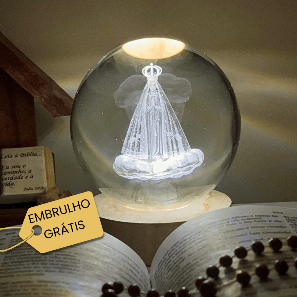 Luminária Cristal de mesa Nossa Senhora Aparecida Padroeira do Brasil Fé LED Presente Natal Bola em Oferta na Shopee