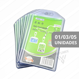 Porta Crachá Transparente Vertical - 01 / 03 / 05 Unidades em Oferta na Shopee
