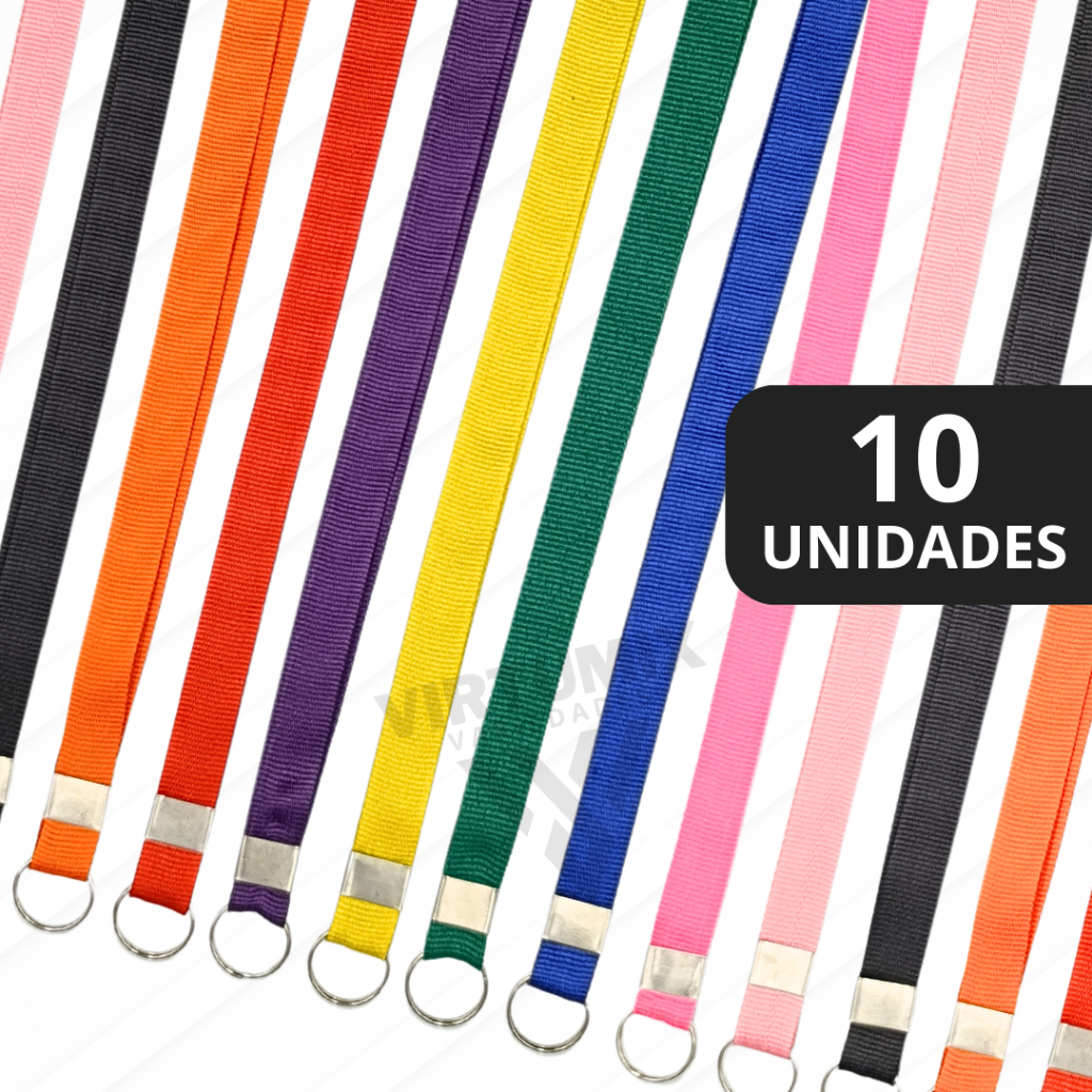 10 Cordões p/ Crachá p/ Bilhete Único Cartão Transporte Ônibus Metrô - Diversas Cores