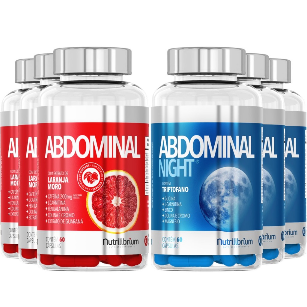 Kit 3x Abdominal Laranja Moro + 3x Abdominal Night 3 Meses Nutrilibrium - Health