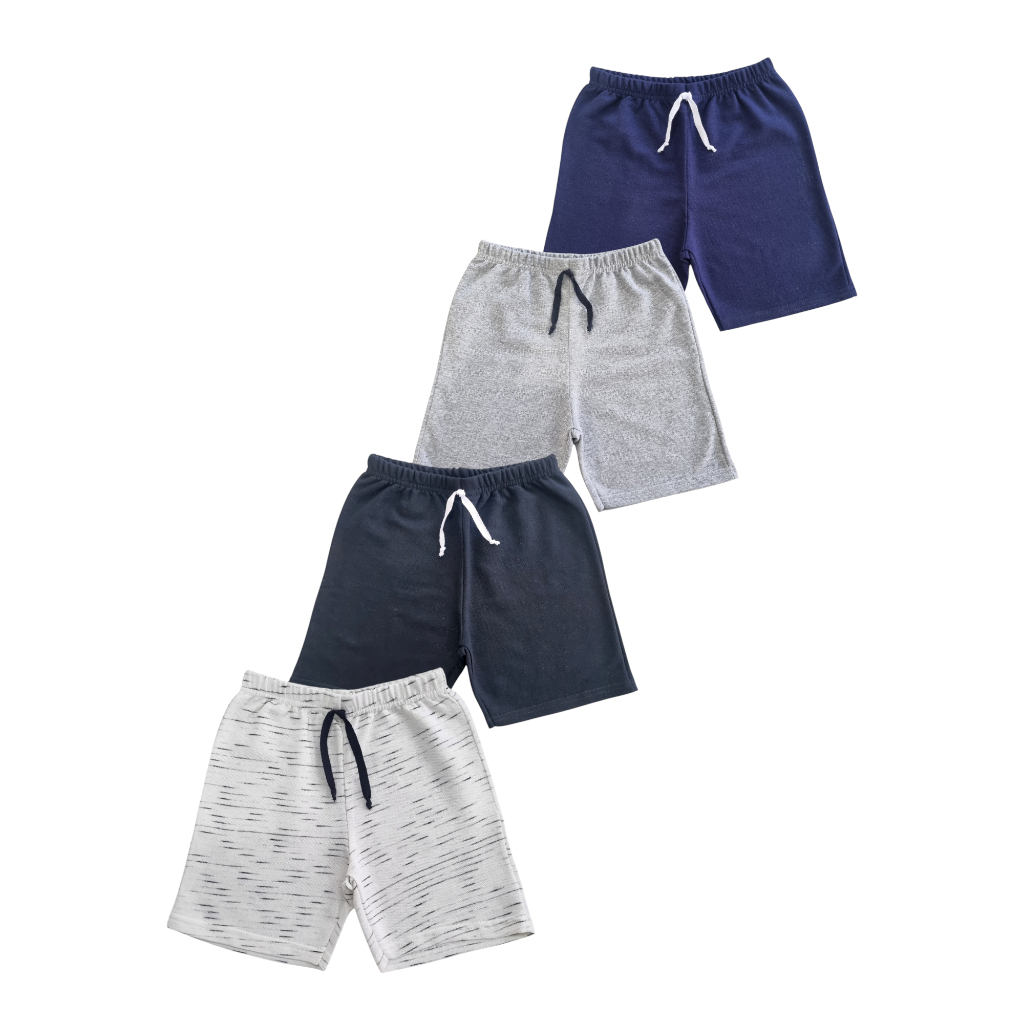 Kit 2 bermudas infantis shorts para meninos moletinho roupa de menino disponível azul, preto e cinza
