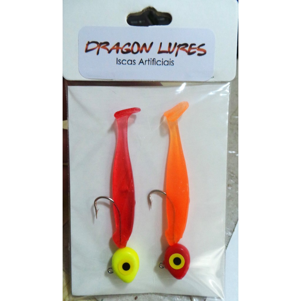 Kit 2 Isca Shad 7.5 Cm Jig 11 Gr Colorido - Tucunaré Robalo Corvina Dourado Traíra