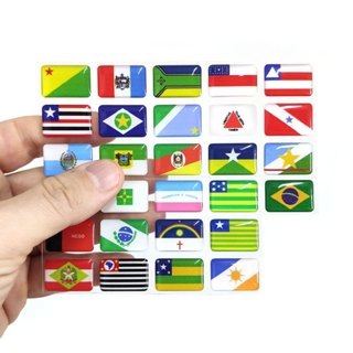Kit Bandeiras Todos os Estados + Bandeira do Brasil - Adesivo Resinado para Carro Moto Notebook - Tamanho 2,25 x 1,5 cm em Oferta na Shopee