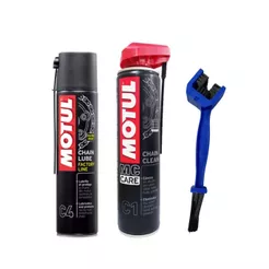 Kit Motul C1 + C4 + Escova Para Limpeza De Corrente Motos