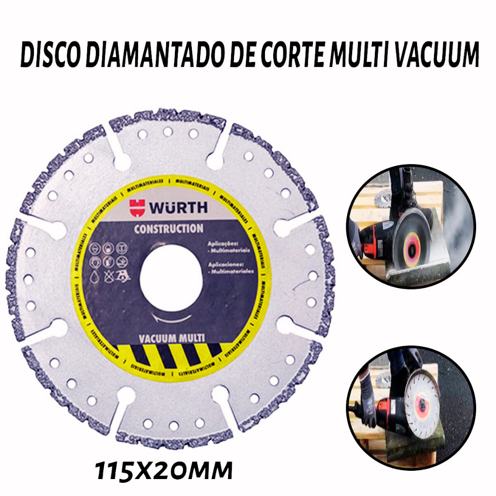 Disco de Corte Diamantado Multi Vacuum Construction 115 x 20mm Wurth