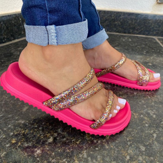 Sandália Feminina Papete Delicada Confortável Brilhante Dia A Dia em Oferta na Shopee