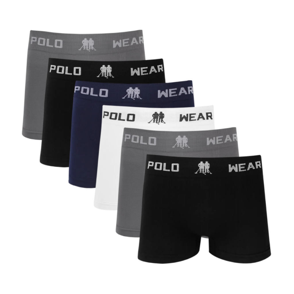 Kit 6 Cuecas Box Boxer Polo Wear Microfibra Sem Costura Sortido