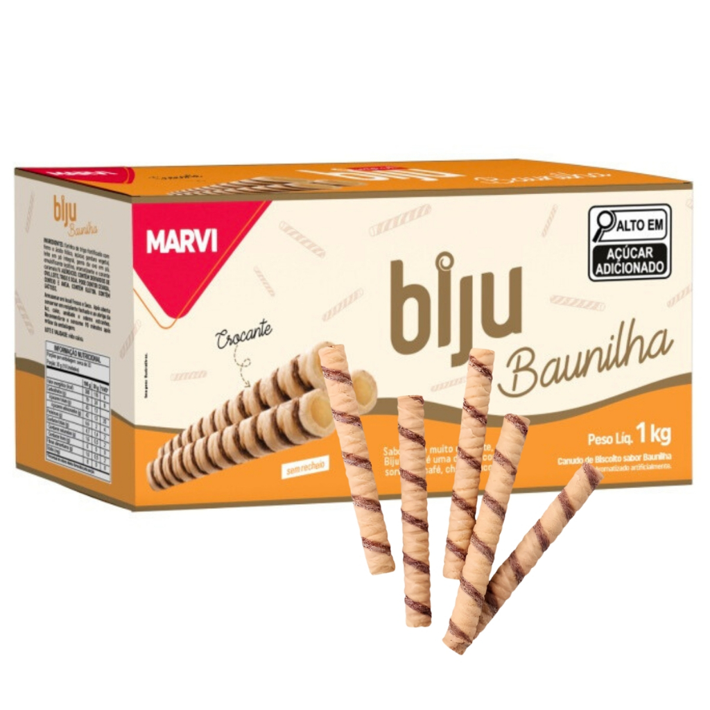 Canudinhos Biju Wafer Sorvete Sabor Baunilha Caixa 1kg Marvi em Oferta na Shopee