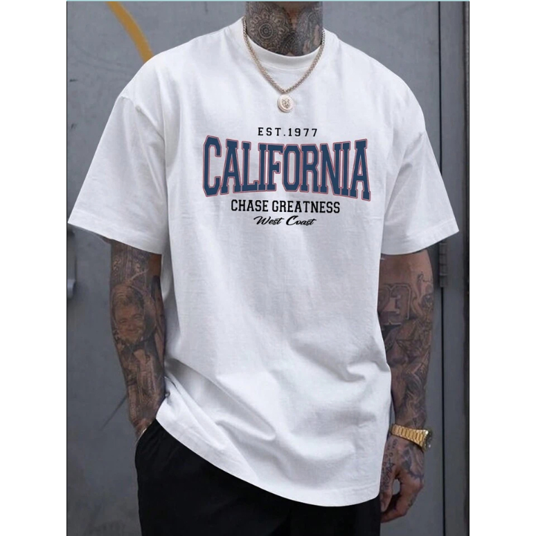 Camiseta Streetwear Oversized California Básica Oversized Camisa Moda Algodão 30.1