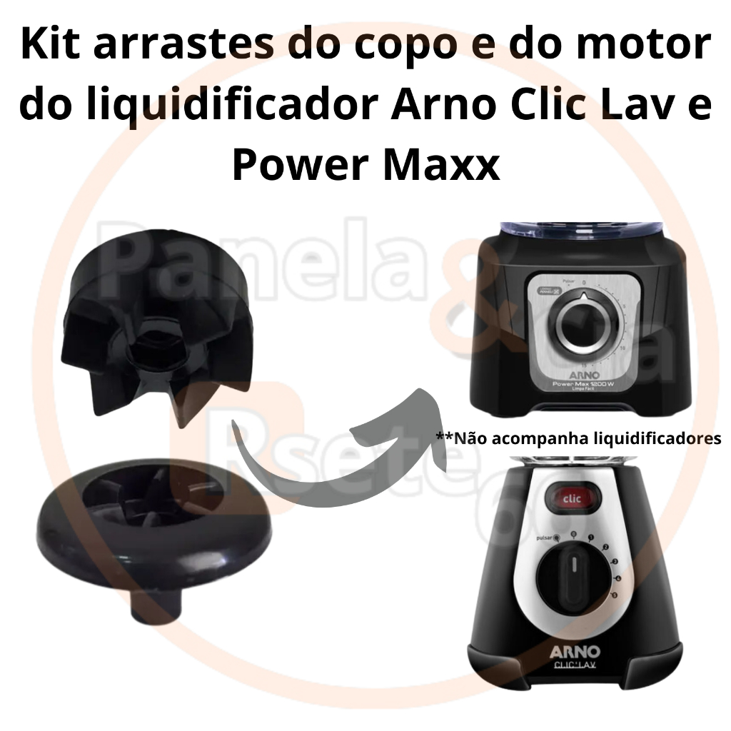 Kit arraste do  motor e do copo para liquidificador ARNO CLIC LAV LN72 e POWER MAXX ln55 ln56