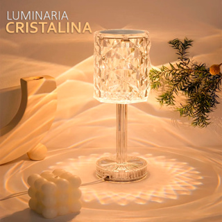 Luminária Led Touch Abajur Cristal Cúpula Acrílico Usb 3 Cores Projeção Mesa Sensor Cristalina em Oferta na Shopee