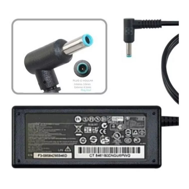 Fonte carregador para Notebook Hp 19.5V 3.33A 4.5x3.0mm Pino Azul