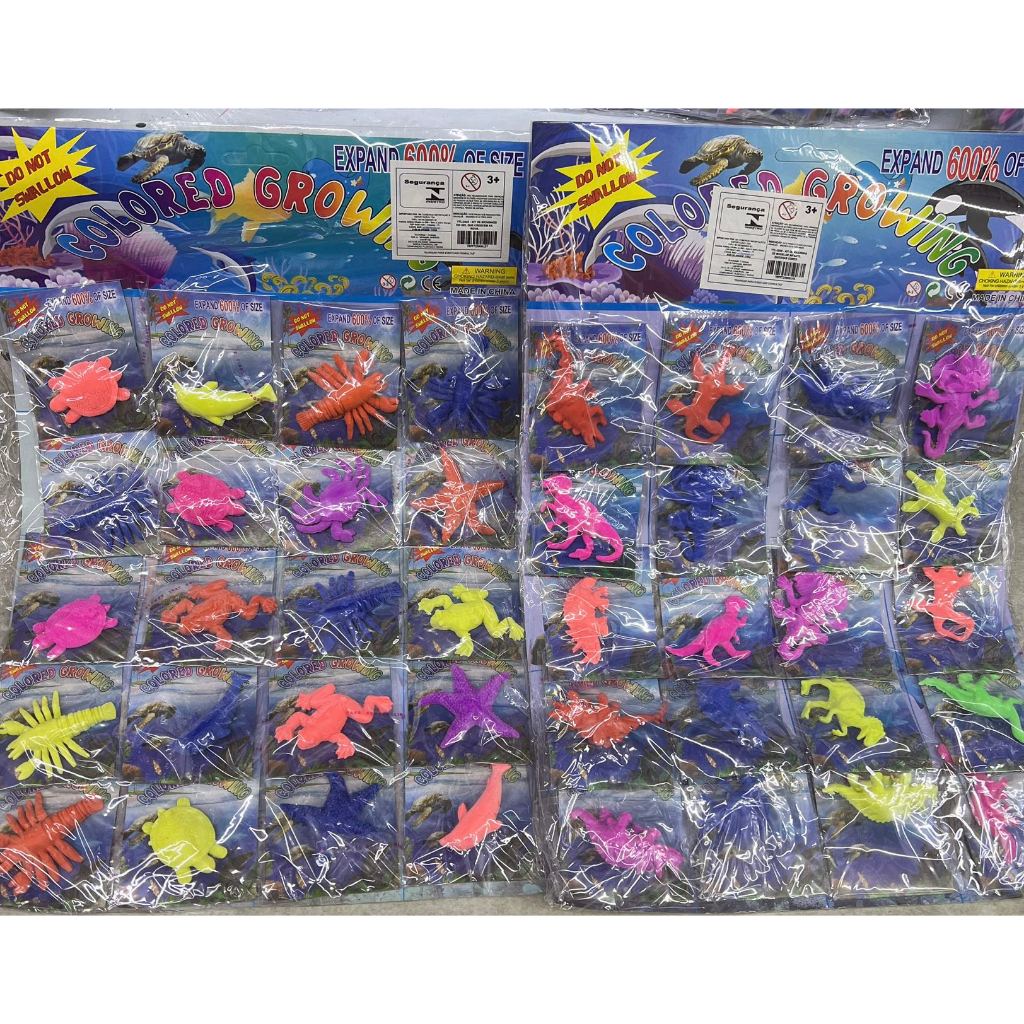 2 pacotes  com 40 pcs Dinossauro/frutos do mar/Peixes Cresce Na Água Animal Em Gel//y-222