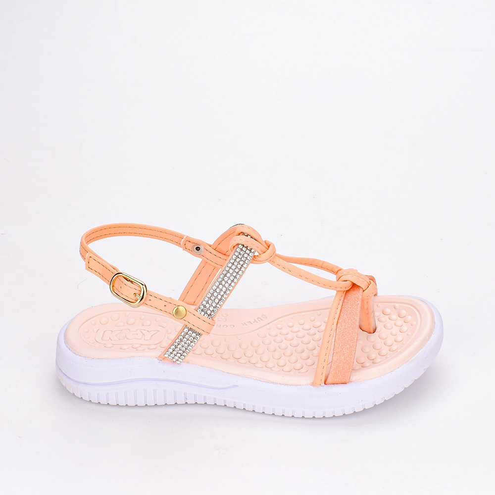 Sandália Infantil Menina Kidy Fly Com Strass Pêssego