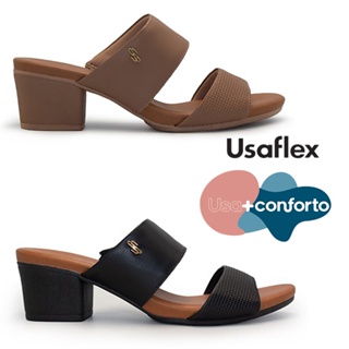 Tamanco Feminino Usaflex Salto Bloco Duas Tiras Conforto em Oferta na Shopee
