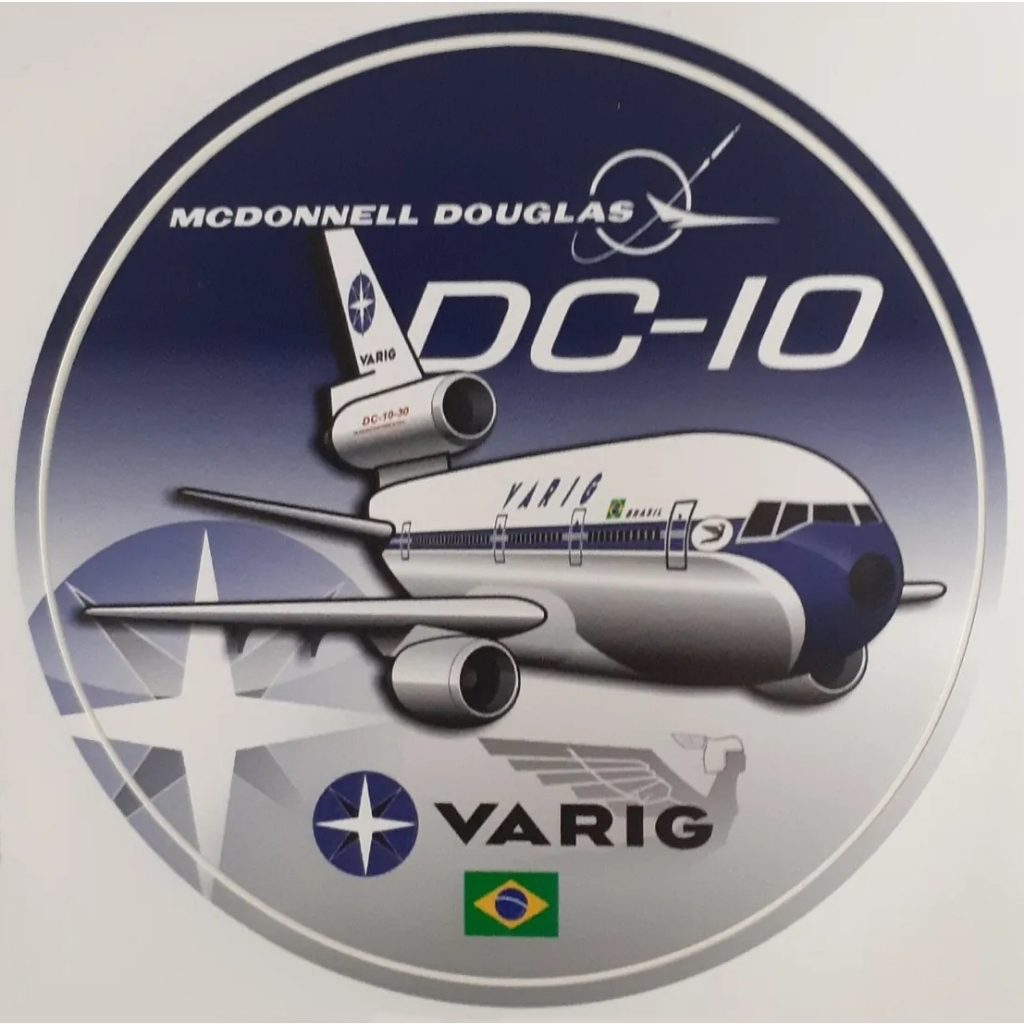 Adesivo Retrô -    Douglas Dc10 - Varig -     15 Cm