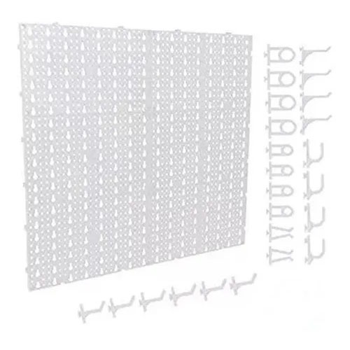 Painel Para Ferramentas Em Plástico Perfurado + Ganchos - Branco