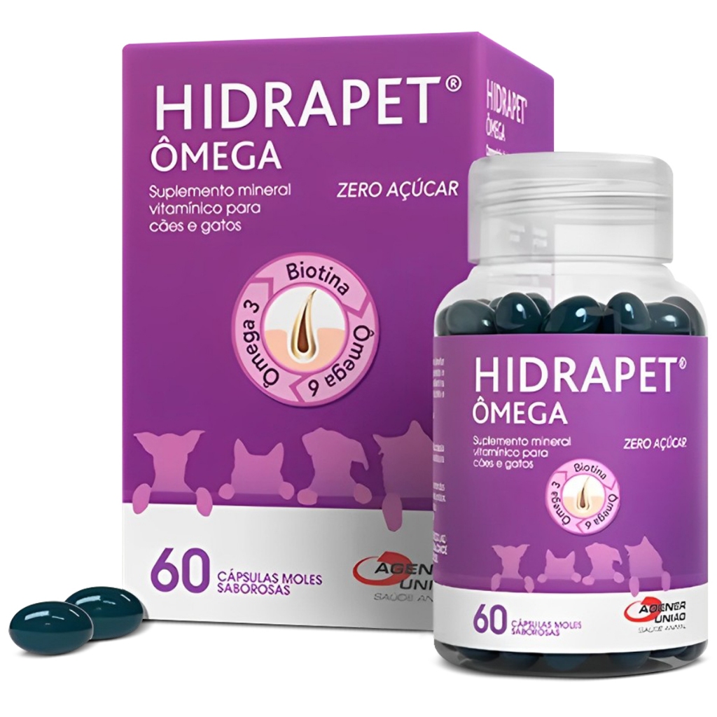 Hidrapet Ômega Suplemento Vitamínico Para Cães e Gatos 60cps em Oferta na Shopee