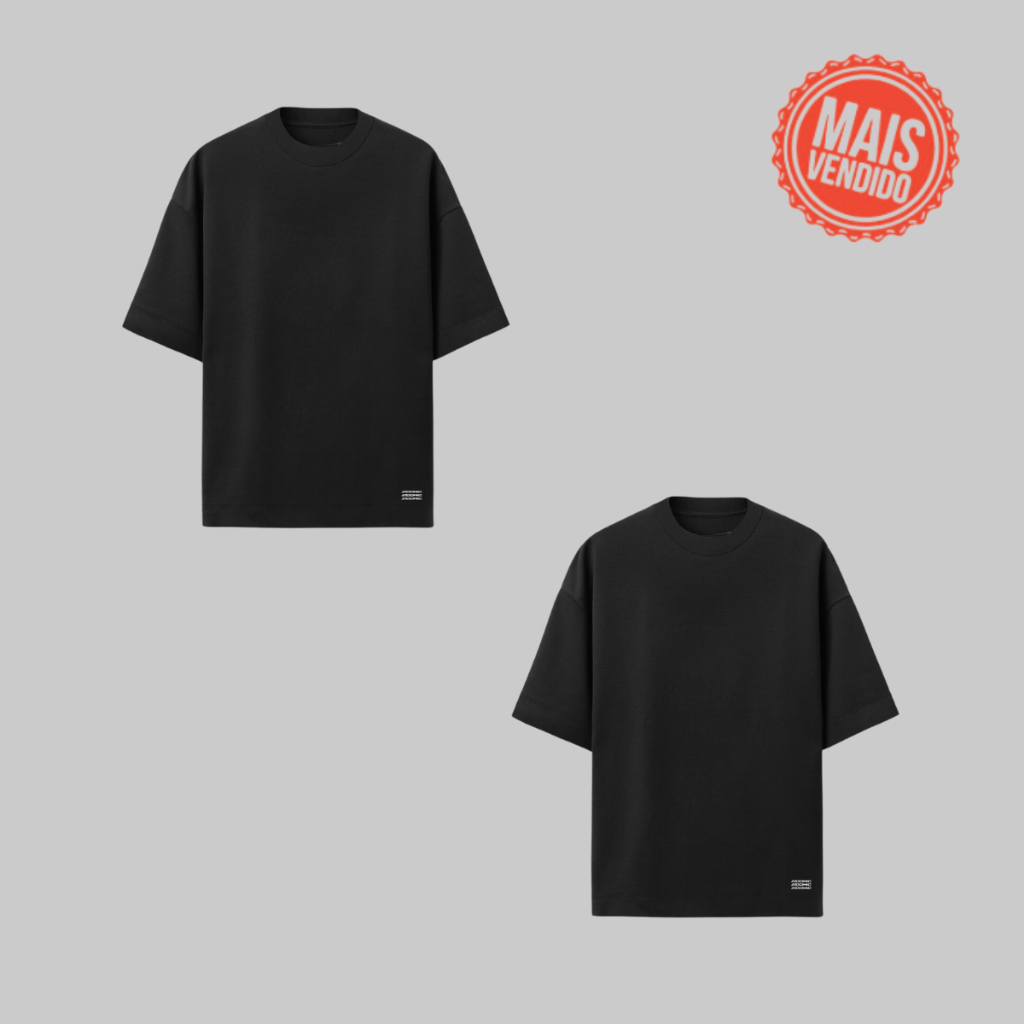 Kit 2 Camiseta Over Masculina Oversized Premium 20.1 200 Fios Estilo Street Wear Modelagem Grande Camisa Lisa