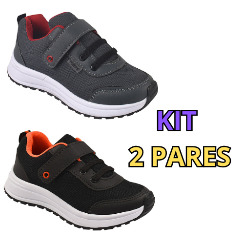 Kit 2  Pares tênis infantil masculino tenis infantil menino casual jogging confortável