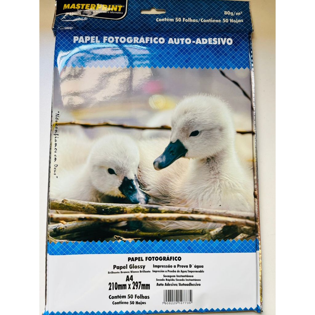 Papel Fotográfico Adesivo 80g A4 Glossy Brilhante 50 Folhas Masterprint em Oferta na Shopee